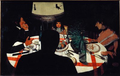 Diner, lampeffect door Felix Edouard Vallotton