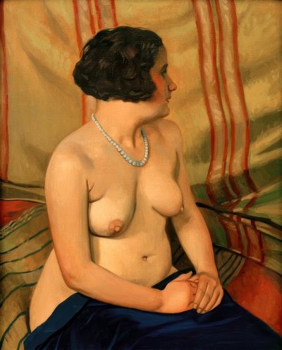 Vrouw met blauwe halsketting door Felix Edouard Vallotton
