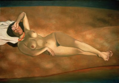 Liggende vrouw op het zand door Felix Edouard Vallotton