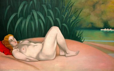 Naakte vrouw slapend aan de waterkant door Felix Edouard Vallotton