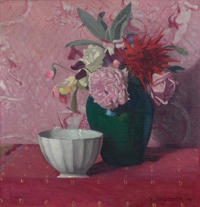 Groene vaas en witte kom door Felix Edouard Vallotton