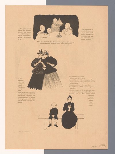 Groep mensen en twee priesters door Felix Edouard Vallotton