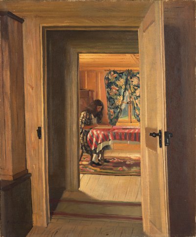 Interieur met een Jong Meisje dat Schrijft, 1905 door Felix Edouard Vallotton