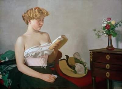 Het lezen door Felix Edouard Vallotton
