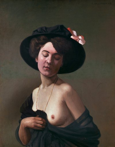 Dame met zwarte hoed door Felix Edouard Vallotton