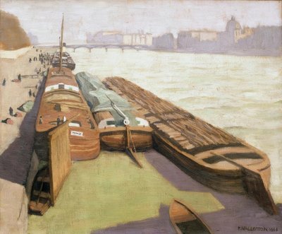 De schuiten, oevers van de Seine door Felix Edouard Vallotton