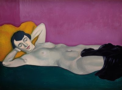 Liggende vrouw voor paarse achtergrond. 1924 door Felix Edouard Vallotton