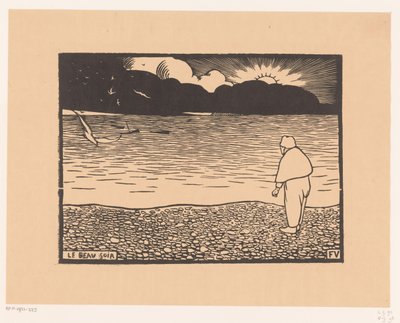 Man bij zonsondergang aan zee door Felix Edouard Vallotton