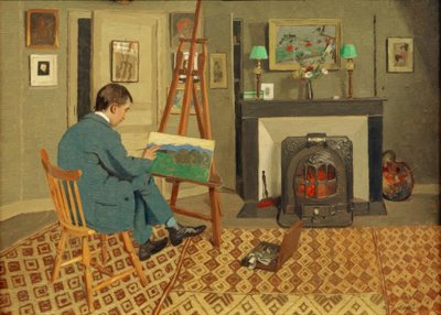 Max Rodrigues-Henriques in het atelier van zijn schoonvader door Felix Edouard Vallotton