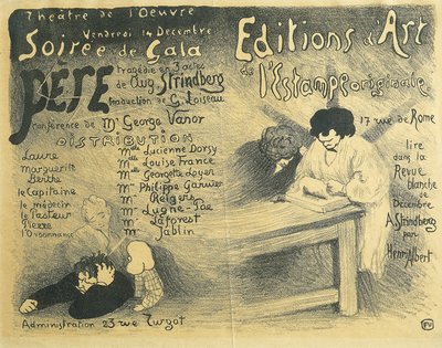 Parijs Opera programma, inclusief werken van August Strindberg door Felix Edouard Vallotton