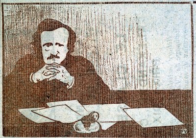 Portret van Edgar Allan Poe - gravure door Félix Vallotton, circa 1900 door Felix Edouard Vallotton