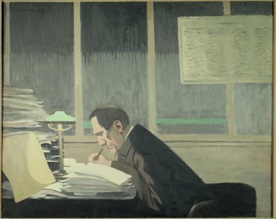 Portret van Felix Feneon (1861-1944), kunstcriticus, journalist en tijdschriftredacteur bij La revue blanche door Felix Edouard Vallotton