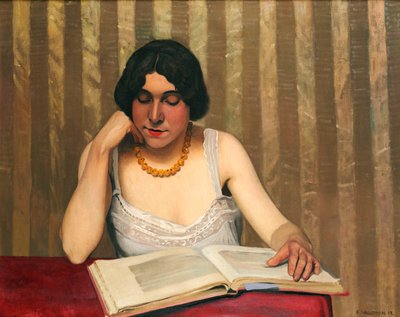 Lezer met een gele ketting, 1912 door Felix Edouard Vallotton