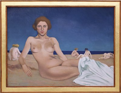 Zonnebaden op het strand door Felix Edouard Vallotton
