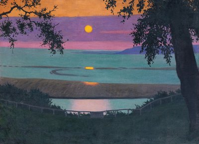 Zonsondergang bij Grace, Oranje en Violet Lucht, 1918 door Felix Edouard Vallotton