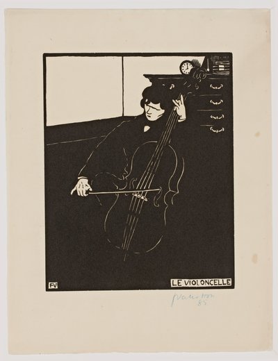 De cello, uit de serie "Muziekinstrumenten", 1896-97 door Felix Edouard Vallotton