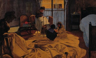 De wasvrouw, blauwe kamer door Felix Edouard Vallotton