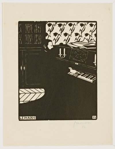 De piano, uit de serie "Muziekinstrumenten", 1896-97 door Felix Edouard Vallotton