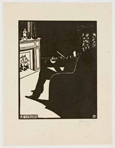De viool, uit de serie "Muziekinstrumenten", 1896-97 door Felix Edouard Vallotton