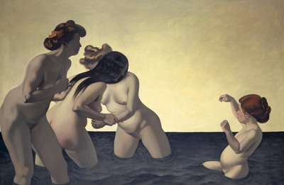 Drie Vrouwen en Een Klein Meisje Spelen in het Water, 1907 door Felix Edouard Vallotton