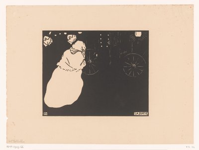 Twee heren en een dame bij een rijtuig door Felix Edouard Vallotton