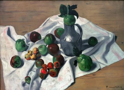 Een witmetalen ketel, appels en twee kweeperen door Felix Edouard Vallotton