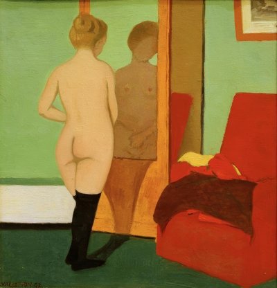 Vrouwelijk naakt voor spiegelkast door Felix Edouard Vallotton