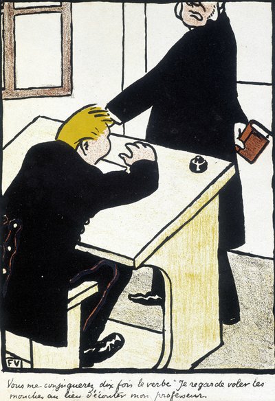 Je zult me tien keer het werkwoord trouwen, ik kijk naar de vliegen in plaats van naar mijn leraar te luisteren - 