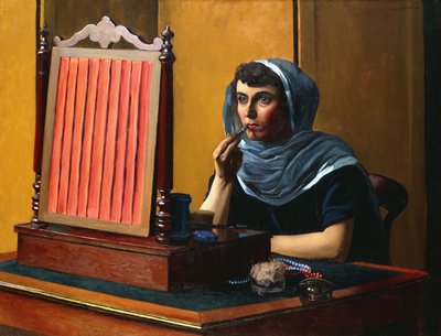 Jonge vrouw die lippenstift opdoet; Jeune Femme se Mettant du Rouge à Lèvres, 1925 door Felix Edouard Vallotton