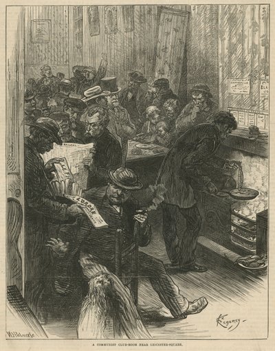 Een communistische clubkamer bij Leicester Square (gravure) door Felix Elie Regamey
