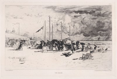 Een storm in Trouville door Felix Hilaire Buhot