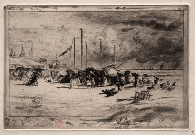 Een storm in Trouville, 1874 door Felix Hilaire Buhot