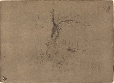 Bomen en Boten door Felix Hilaire Buhot