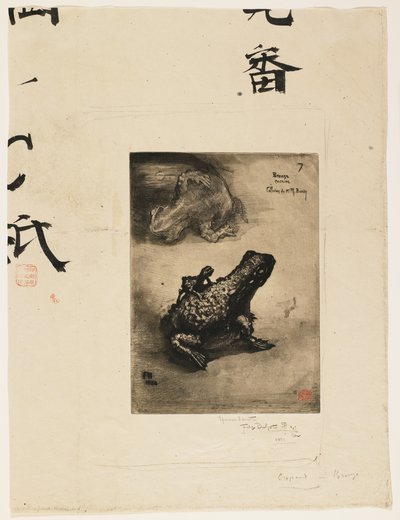Bronzen Kikker Inktpot, 1883 door Felix Hilaire Buhot