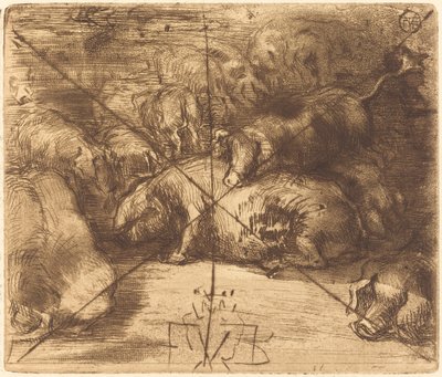 Varkens in de Zon door Felix Hilaire Buhot