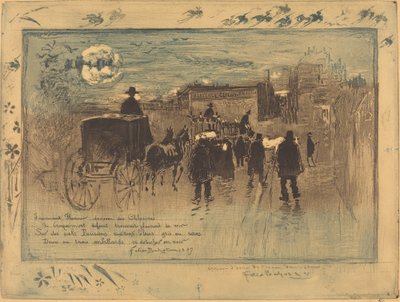 Begrafenisstoet op de Boulevard de Clichy door Felix Hilaire Buhot