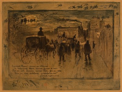 Begrafenisstoet op de Boulevard de Clichy, 1887 door Felix Hilaire Buhot