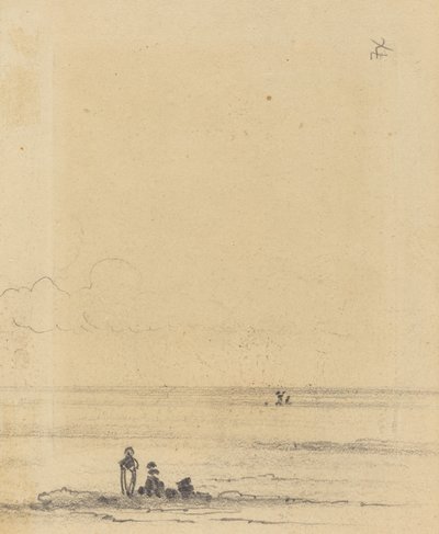 Figuren aan een Oever (verso) door Felix Hilaire Buhot