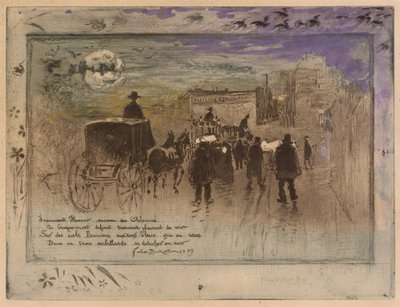 Begrafenisstoet op de Boulevard de Clichy door Felix Hilaire Buhot