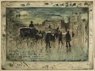 Begrafenisstoet op de Boulevard de Clichy door Felix Hilaire Buhot