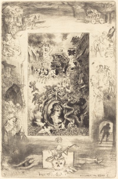 De diligence van Beaucaire, ca. 1885 door Felix Hilaire Buhot