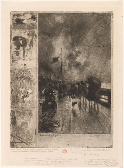 Landing in Engeland door Felix Hilaire Buhot