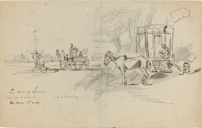 Les Courses de Deauville door Felix Hilaire Buhot
