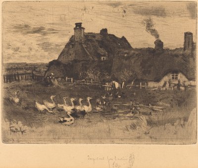 Les Petites Chaumières door Felix Hilaire Buhot