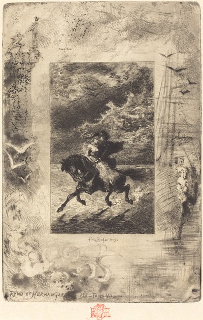 Ryno et Hermangarde door Felix Hilaire Buhot