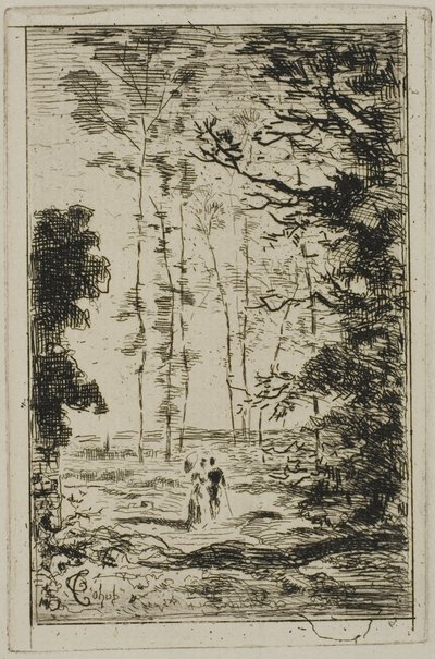 Klein verticaal landschap door Felix Hilaire Buhot