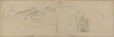 Studies van wolken en een oude vrouw door Felix Hilaire Buhot