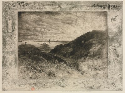 De klif: Baai van Saint-Malo door Felix Hilaire Buhot