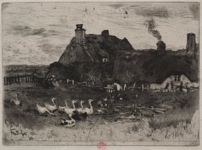 De kleine rieten huisjes, 1878 door Felix Hilaire Buhot