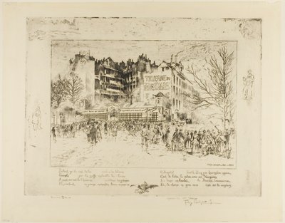 De Place des Martyrs en de Gevangenistaverne door Felix Hilaire Buhot